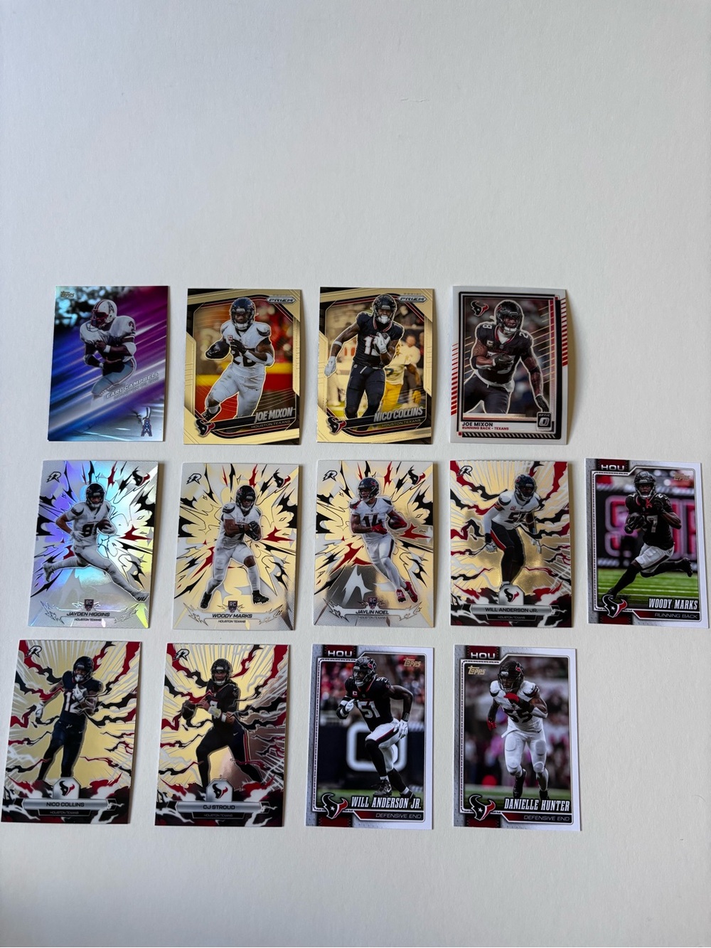 Houston Texans Card Lot (13) CJ Stroud Nico Collins Will Anderson RC Prizm Optic